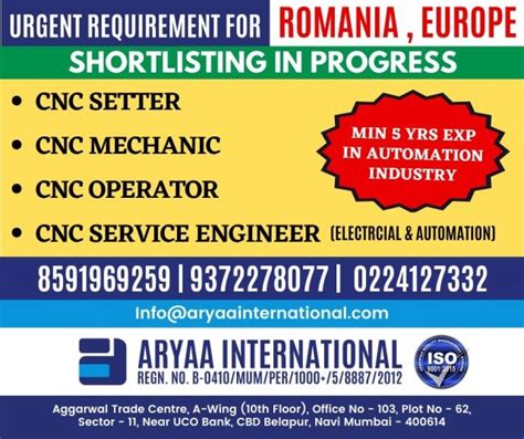 Urgent! Cnc jobs in Europe 